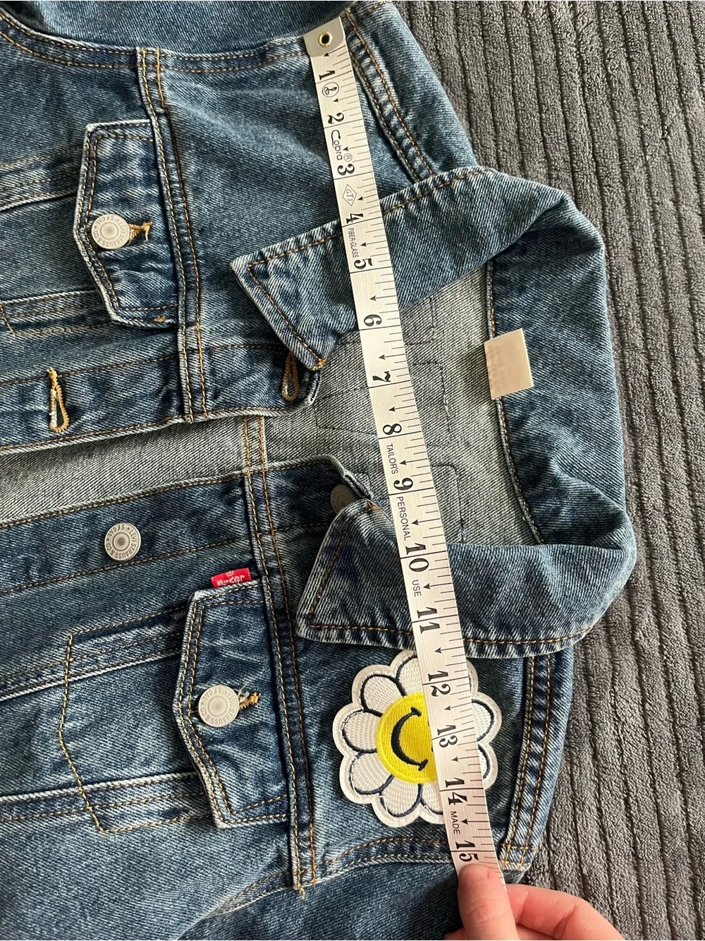 Levi's Blue Denim Kids Jacket with Playful Patch Accents | Size XL